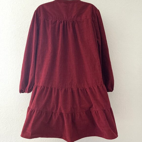 CRANBERRY WOVEN TIERED DRESS HOLIDAY CASUAL PLUS SIZE XXL-20 GUC - Picture 9 of 14